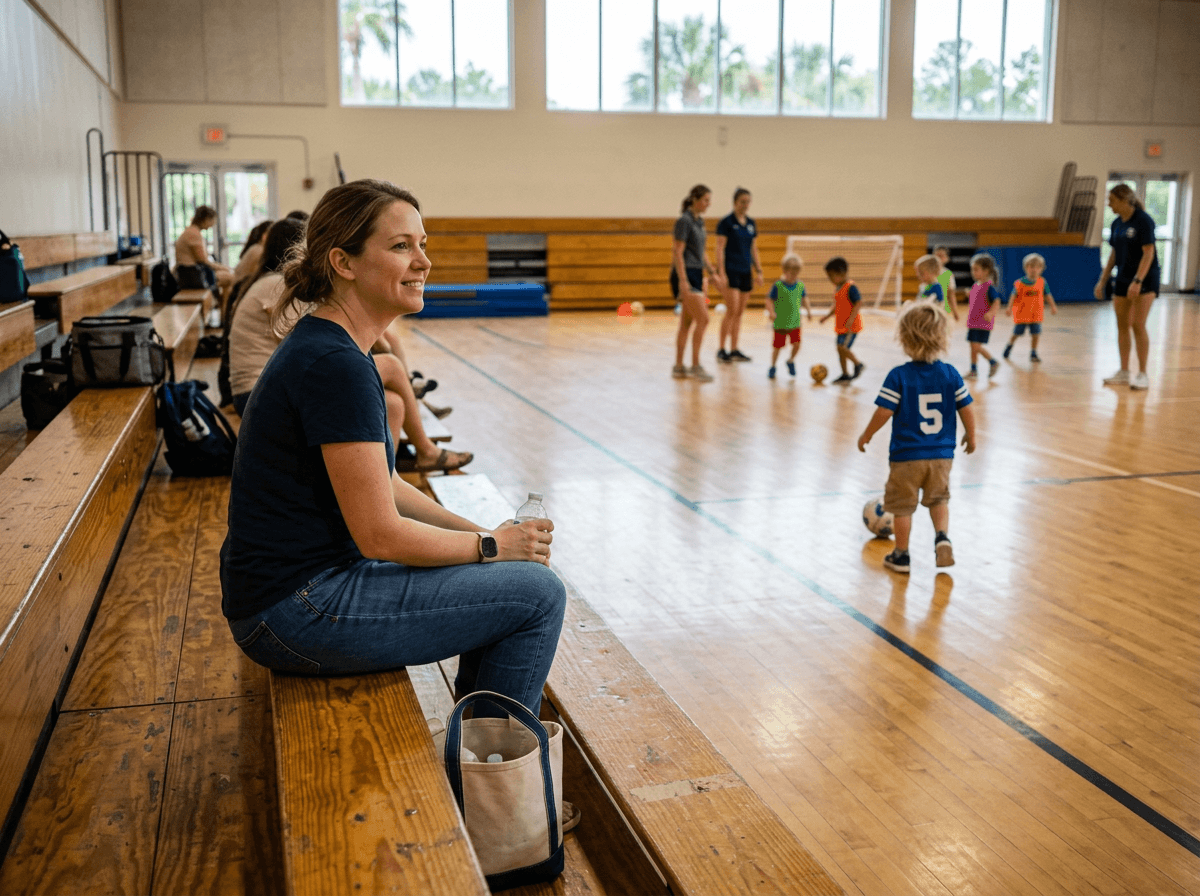 Parent watching a toddler sports trial class